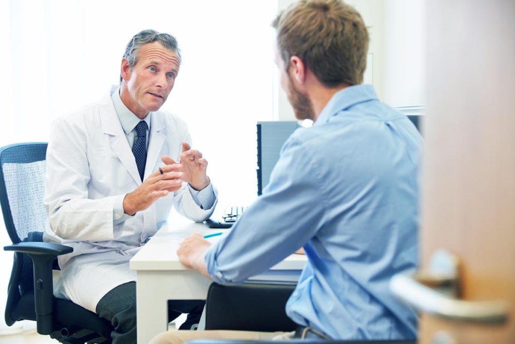 doctor explaining to a male patient about borderline personality