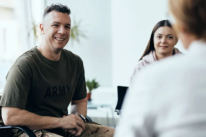 a soldier during PTSD treatment at a mental health and substance abuse treatment