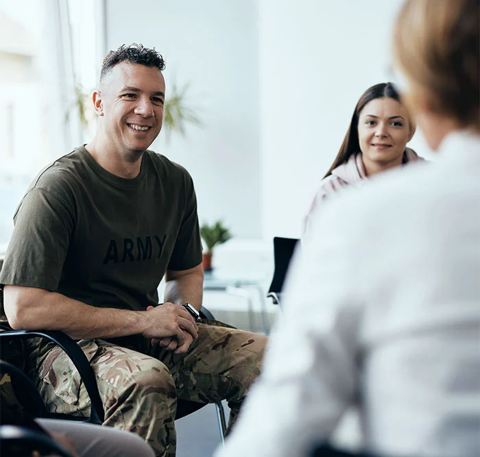 a soldier during PTSD treatment at a mental health and substance abuse treatment
