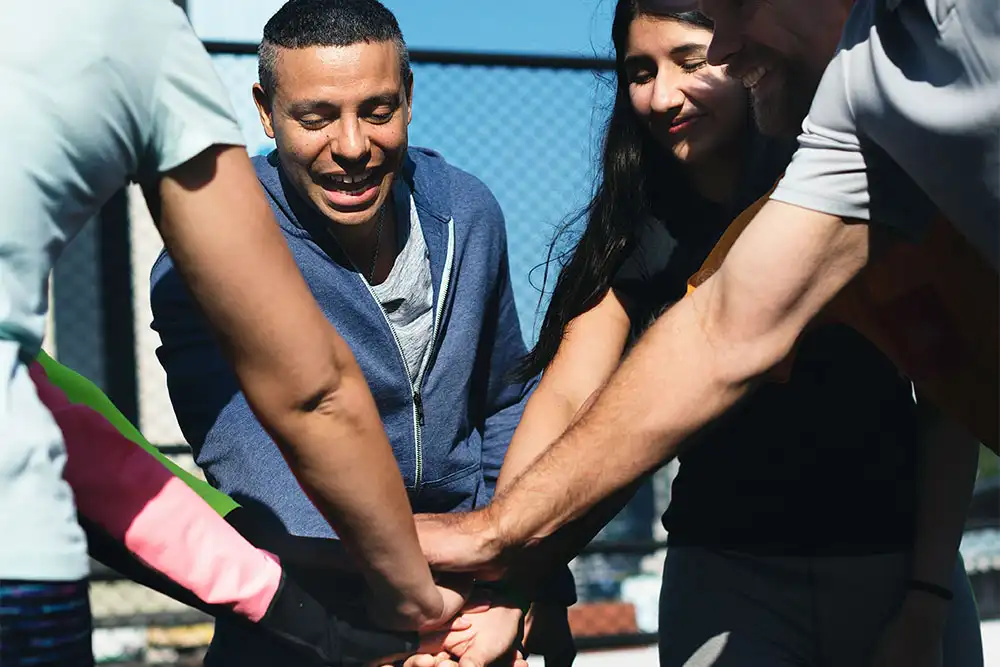 people during group activity at mental health treatment center in los angeles california