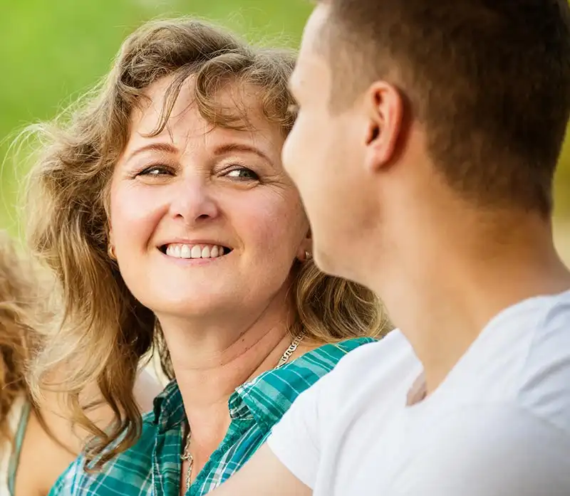 a mother happy for her son after his treatment recovery at substance abuse and mental health treatment in California