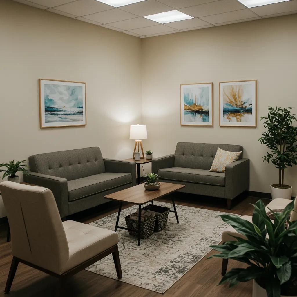 Comfortable therapy room designed for adult mental health intensive outpatient programs