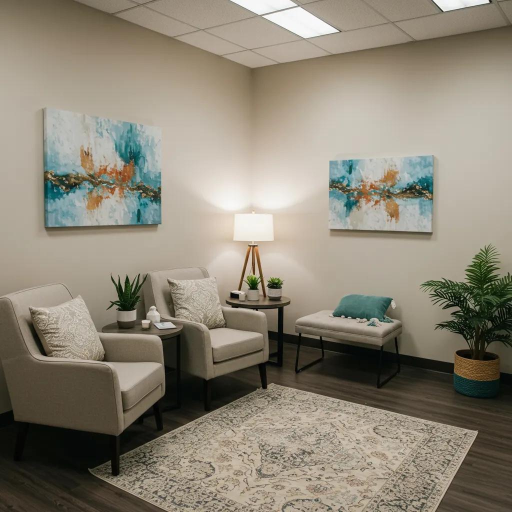 Comfortable therapy room representing intensive outpatient mental health treatment