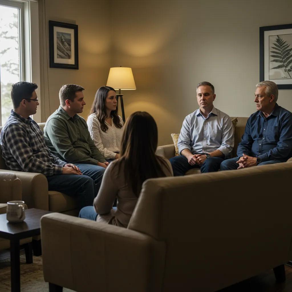 Family members participating in a therapy session, highlighting the role of family support in Spokane IOP recovery