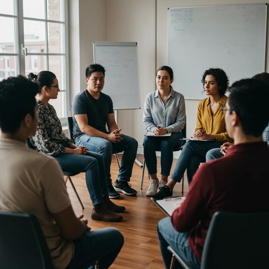 Group therapy session highlighting the benefits of IOP for mental health recovery