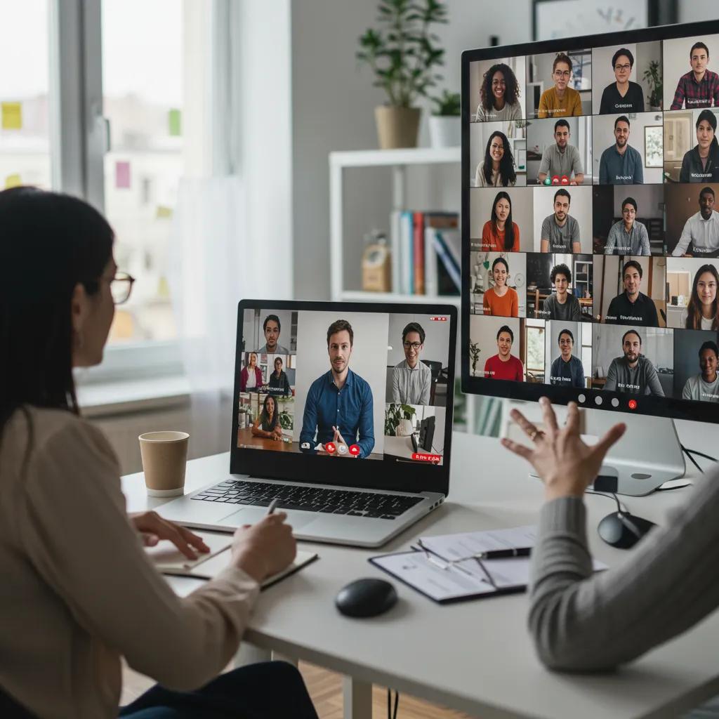Group therapy session via video call, illustrating core components of online IOP programs