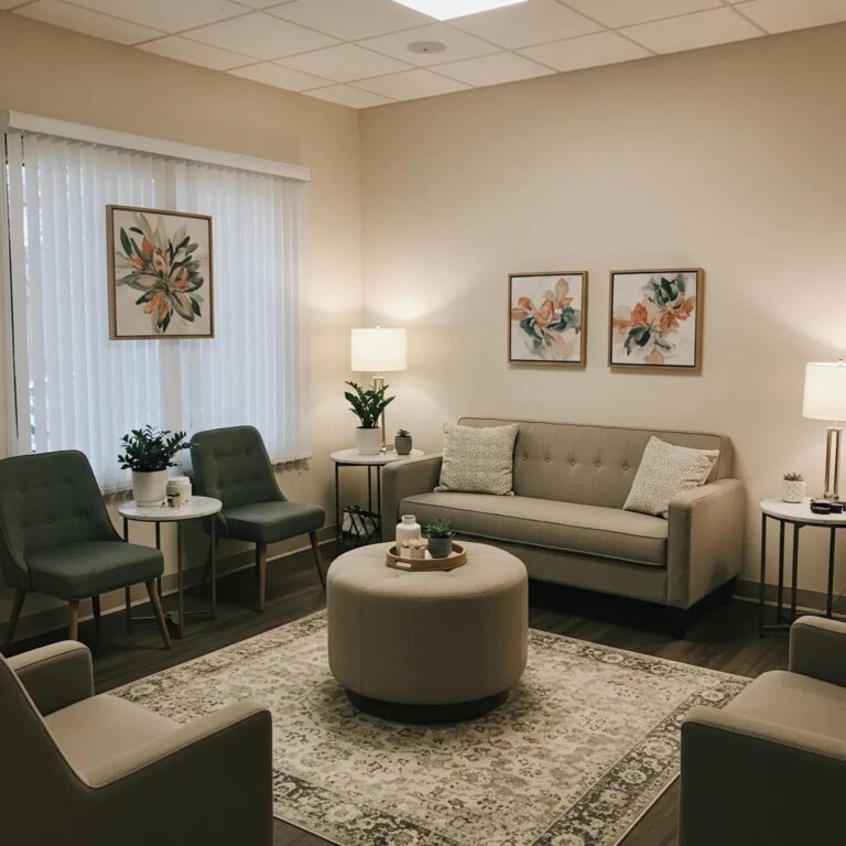 Inviting therapy room representing mental health intensive outpatient program treatment