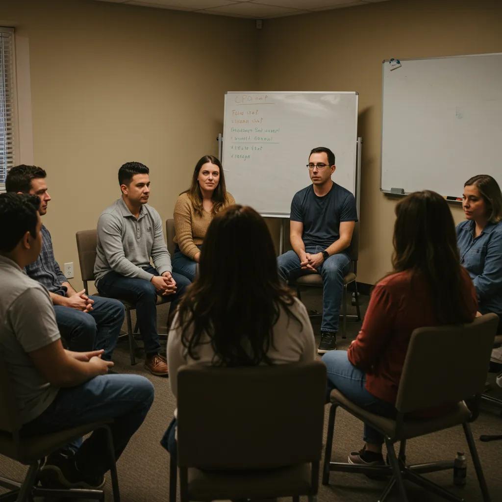 Participants engaged in a group therapy session at a Spokane IOP, illustrating collaborative mental health treatment