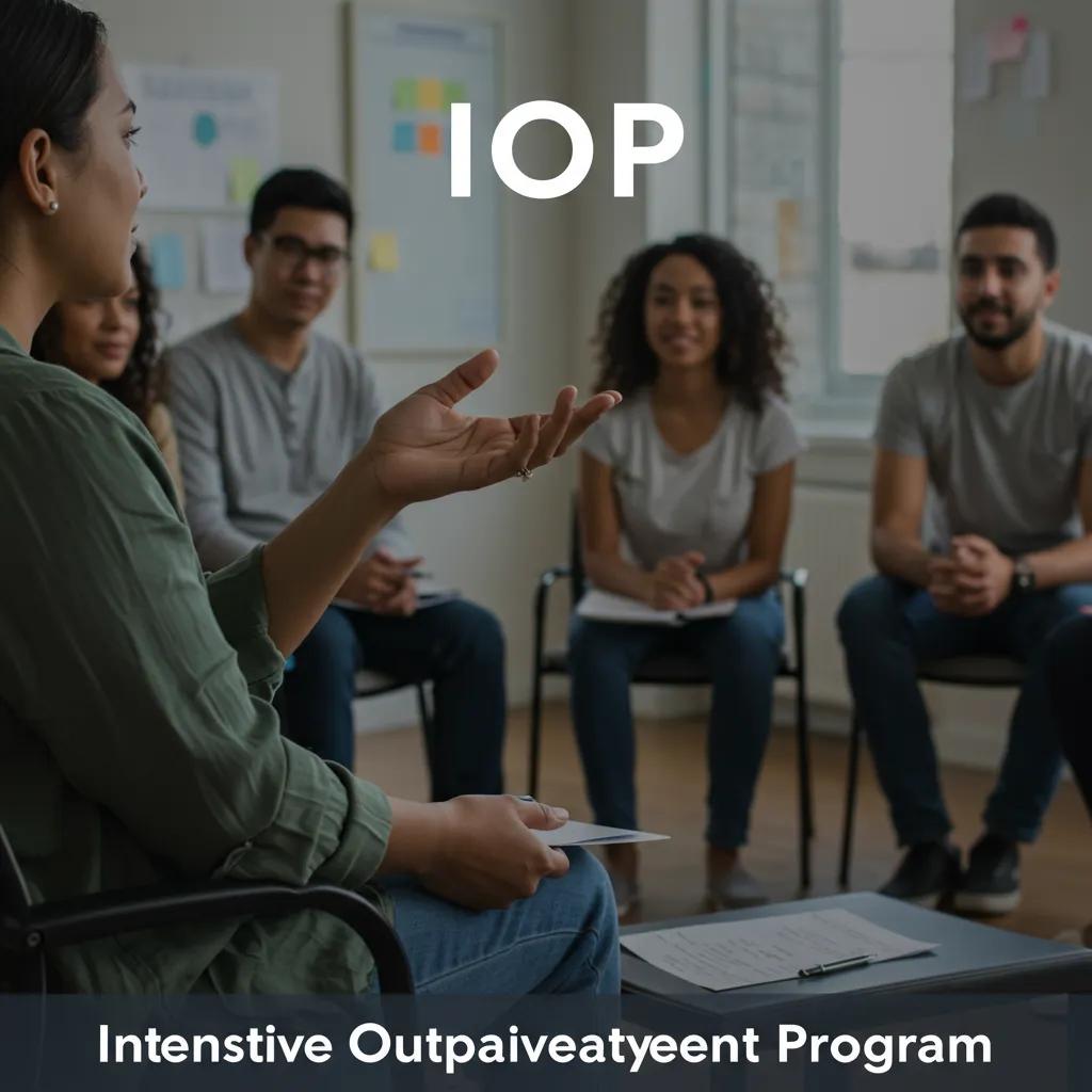Participants in an Intensive Outpatient Program group therapy, highlighting community support
