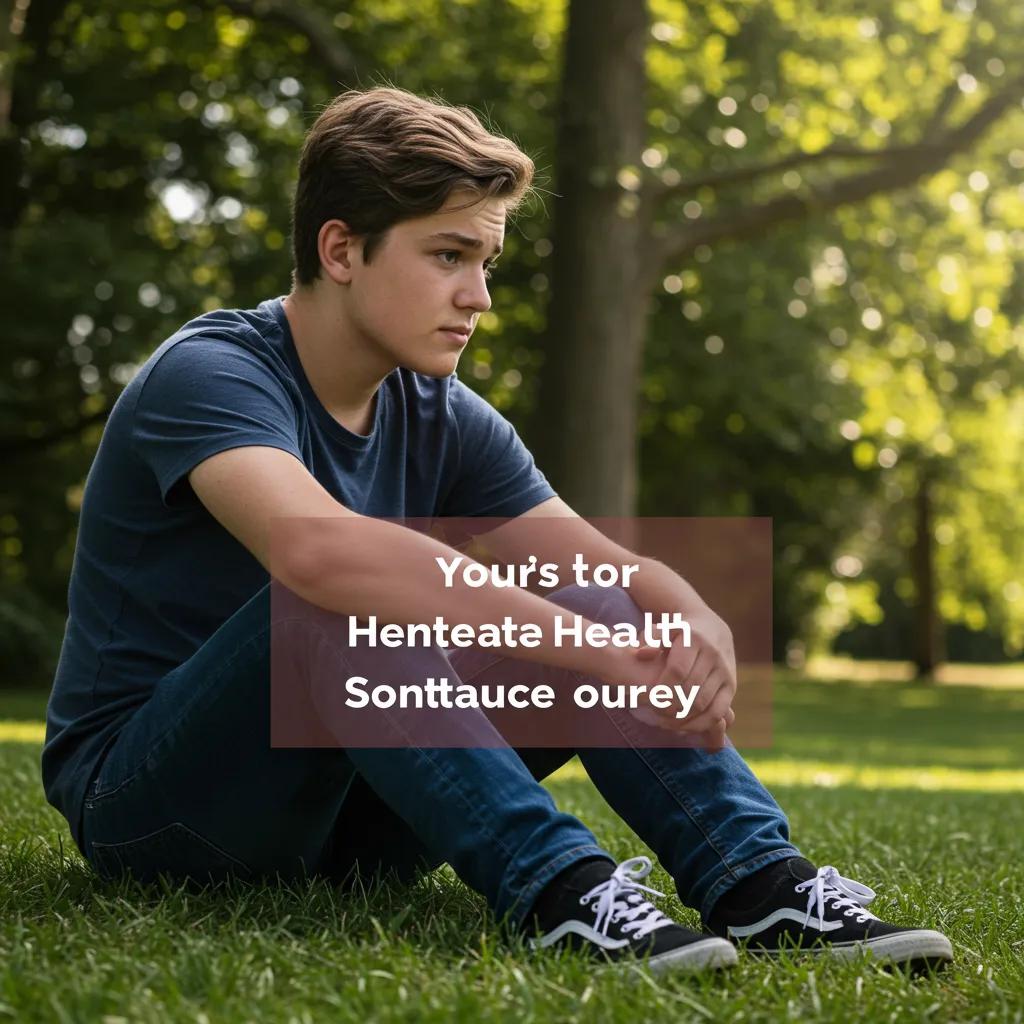 Teenager reflecting on mental health and substance use challenges in a peaceful outdoor setting