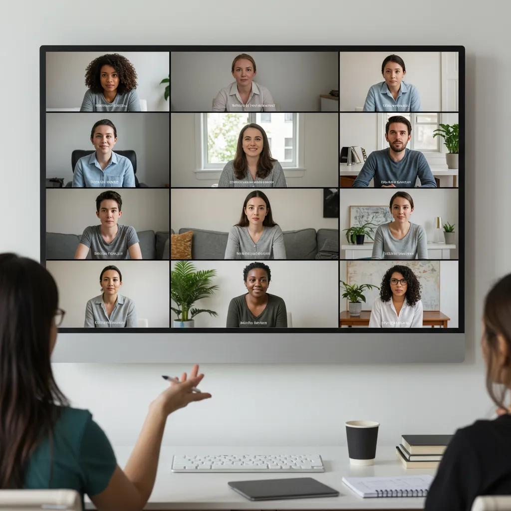 Virtual group therapy session for addiction treatment, showcasing participant engagement and support