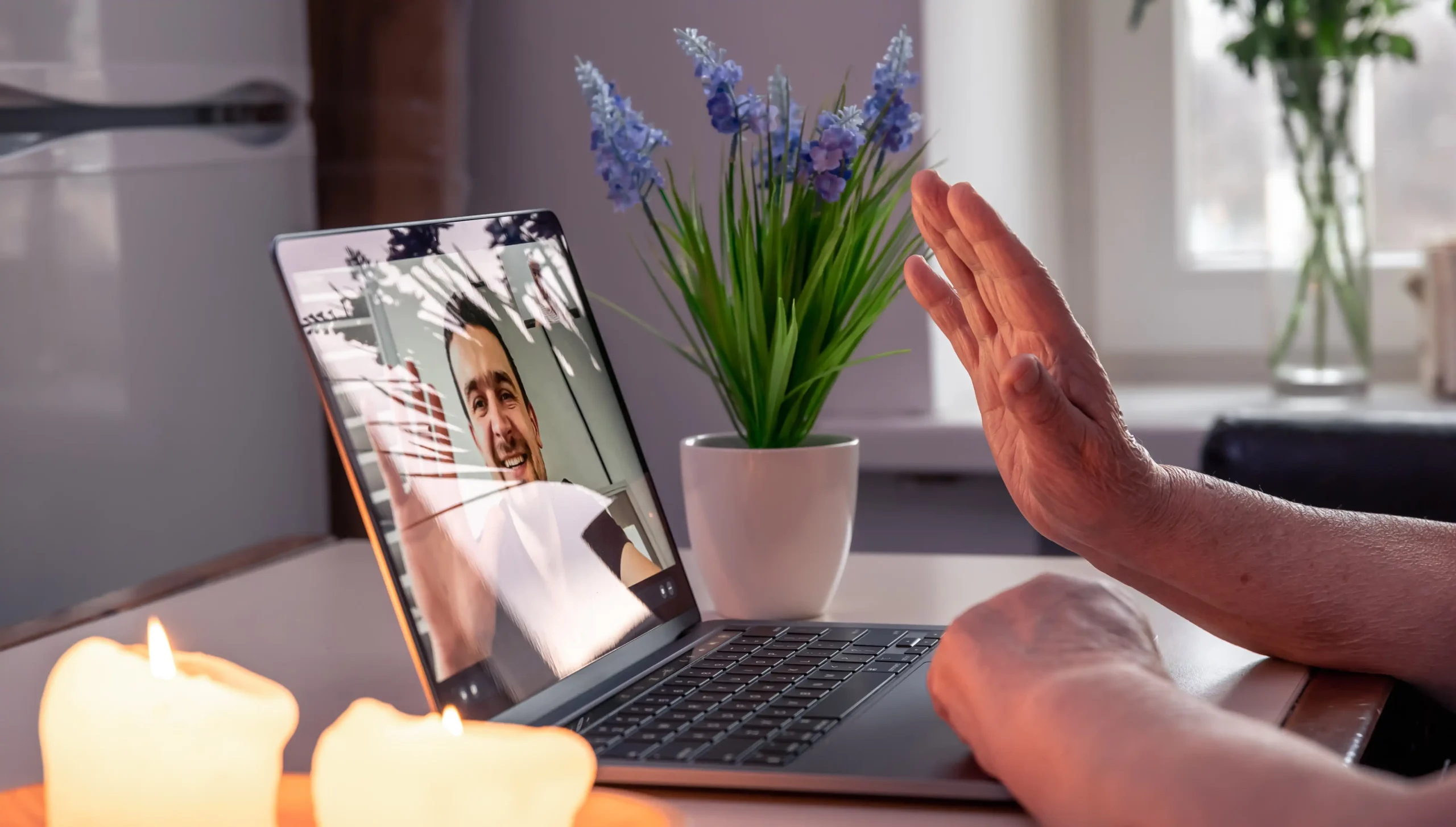 A resident in Laguna Hills participating in an Online Intensive Outpatient Program (IOP) via a secure virtual platform.